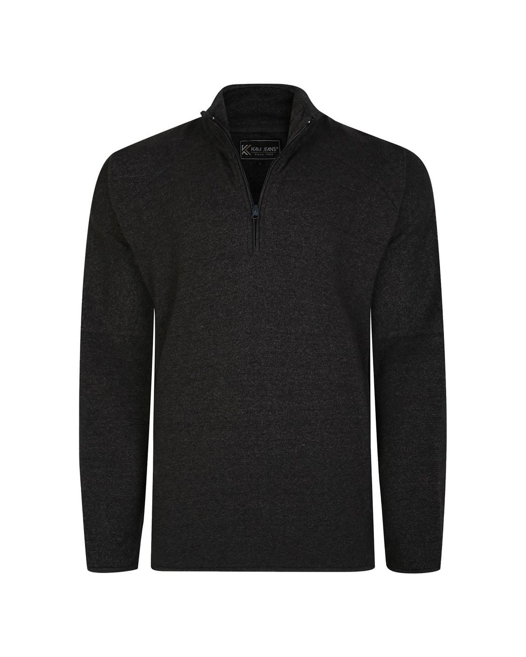 KAM Jeanswear Black Kam 1/4 Zip Jumper Sweatshirt Plus Size for men