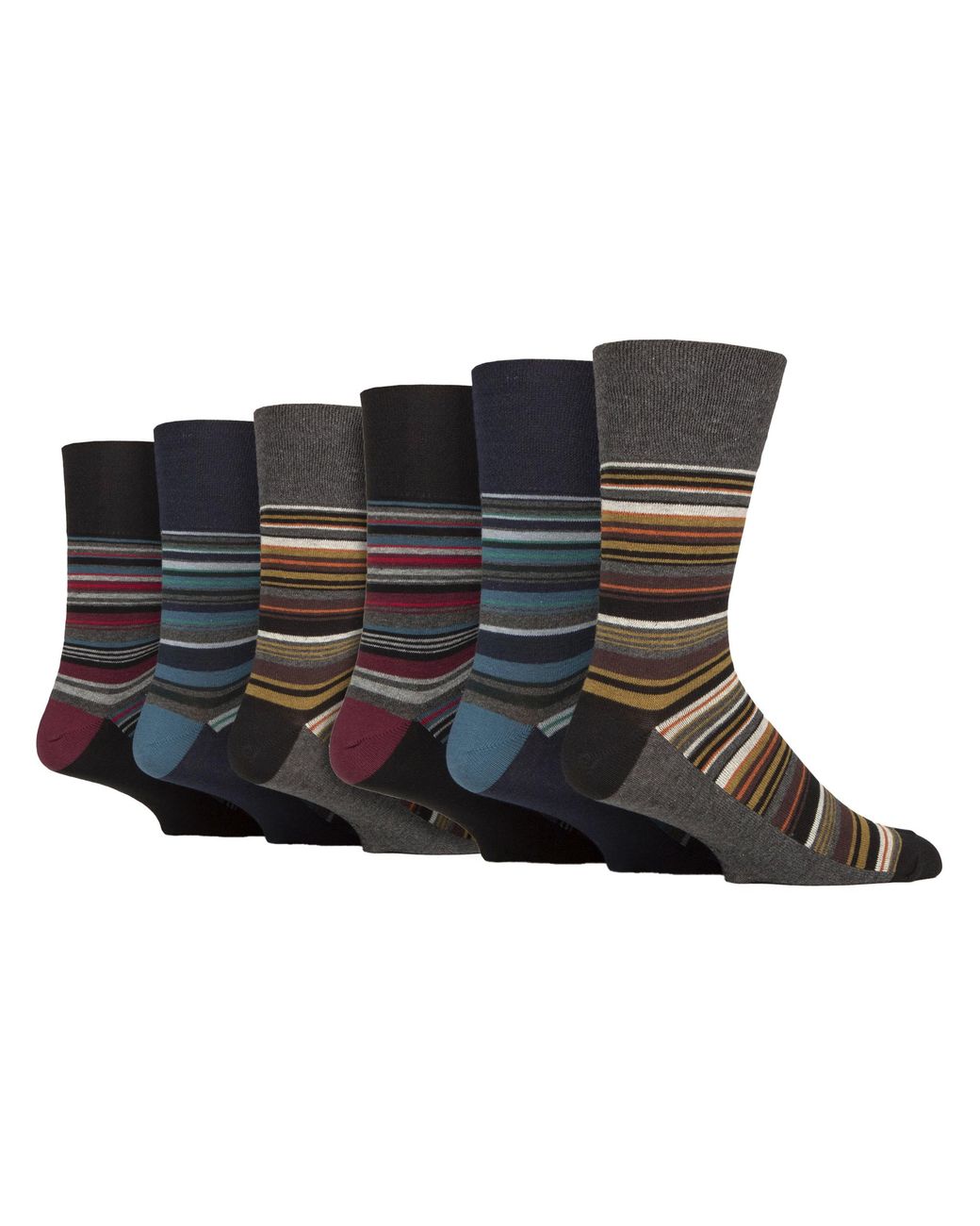 Gentle Grip Gray 6 Pairs Cotton Socks for men