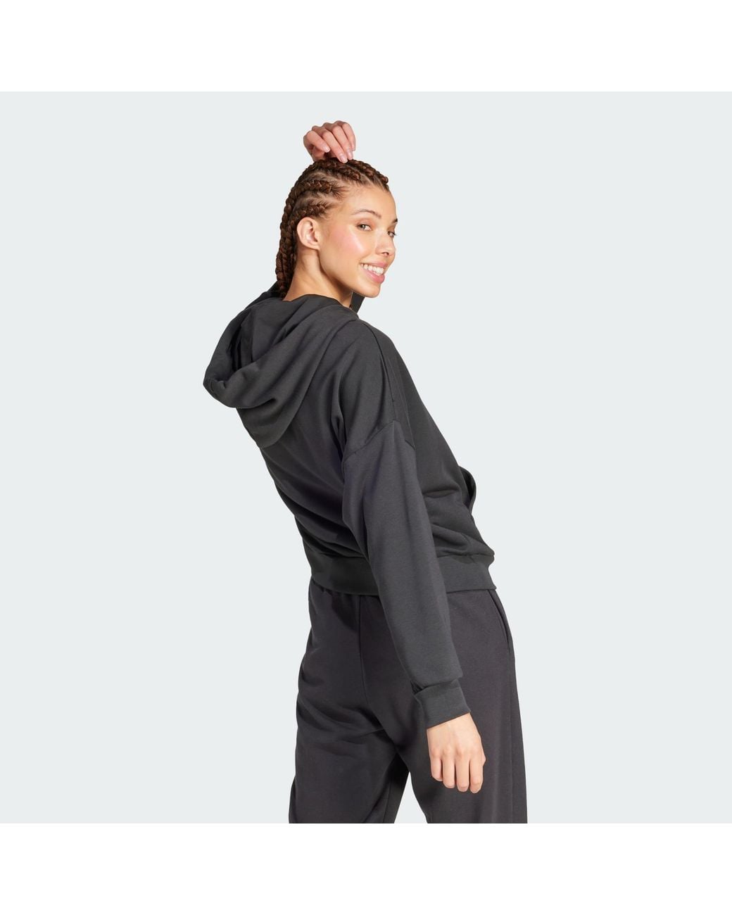 Adidas Black Essentials Big Logo French Terry Loose Hoodie