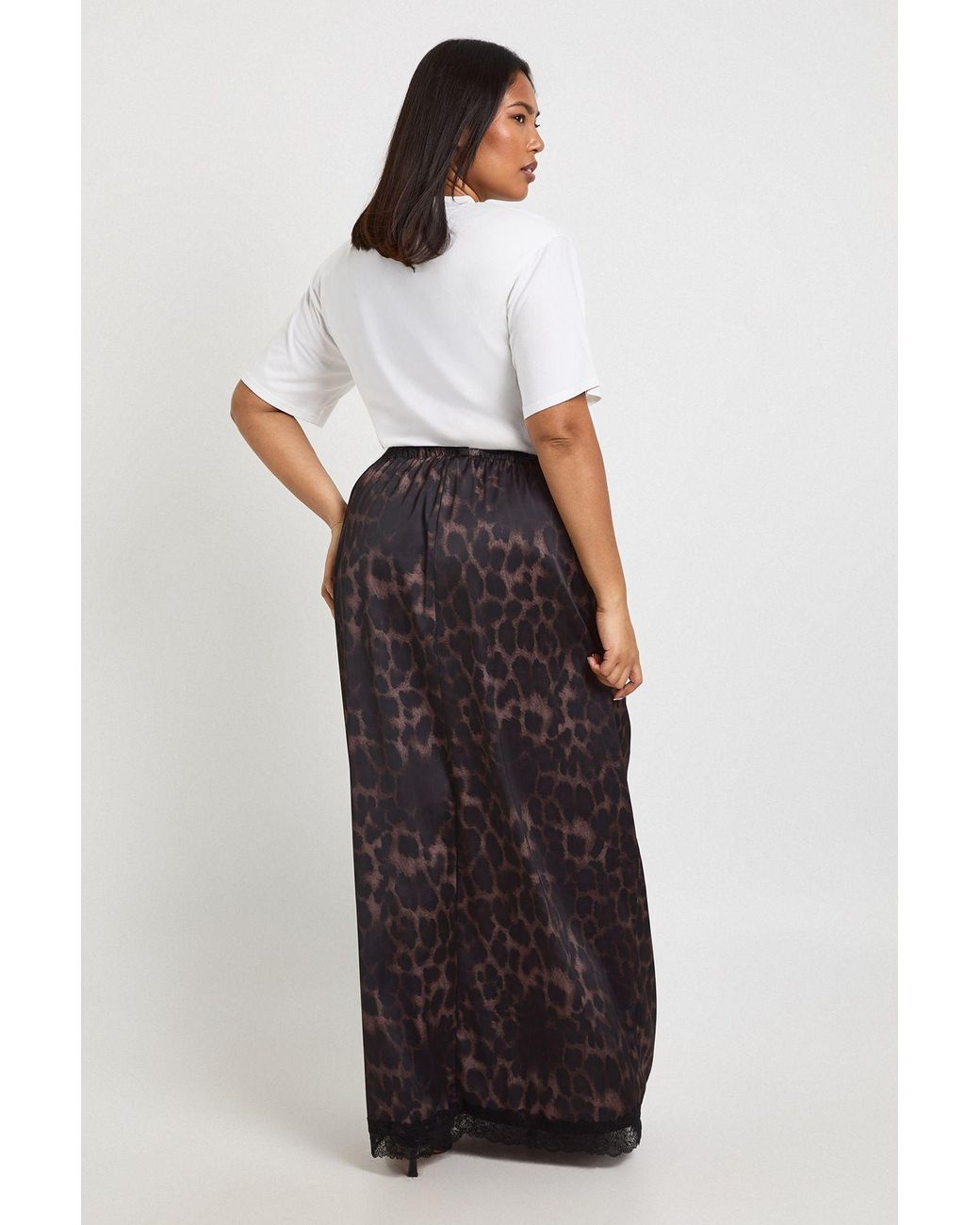 Boohoo White Plus Woven Leopard Lace Maxi Skirt