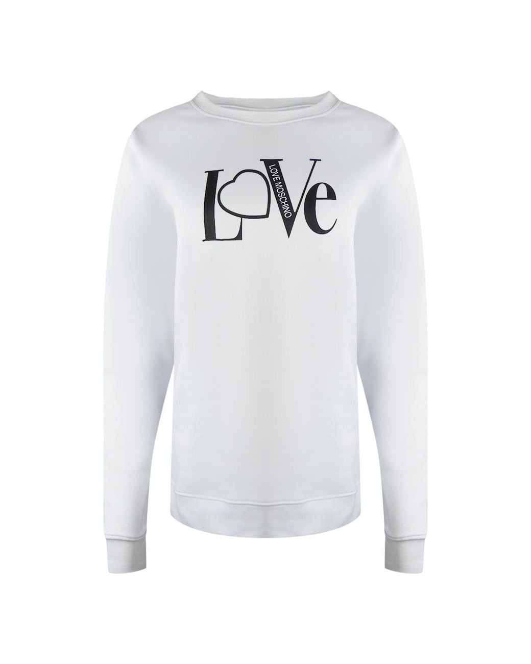 Moschino White Love Bold Logo Sweater Cotton