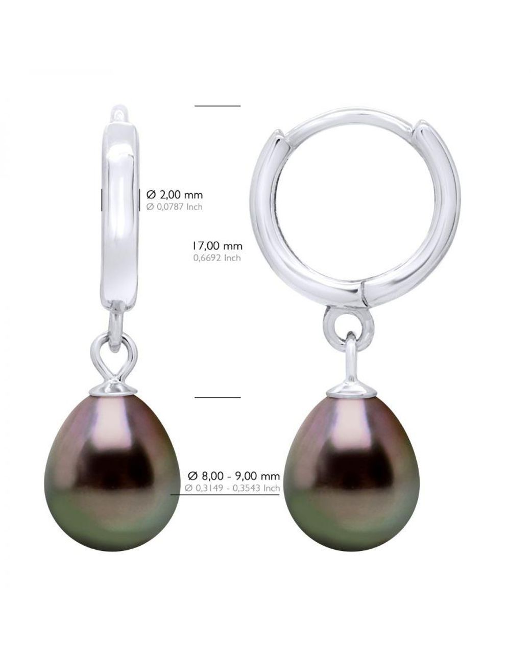 Ateliers Saint Germain White Earrings Creole Real Cultured Tahiti Pearls 8-9 Mm