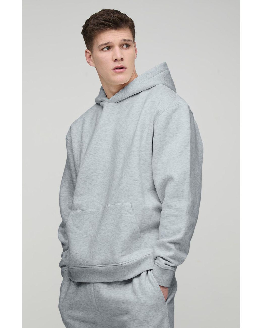 BoohooMAN Gray Tall Oversized Boxy Basic Hoodie for men