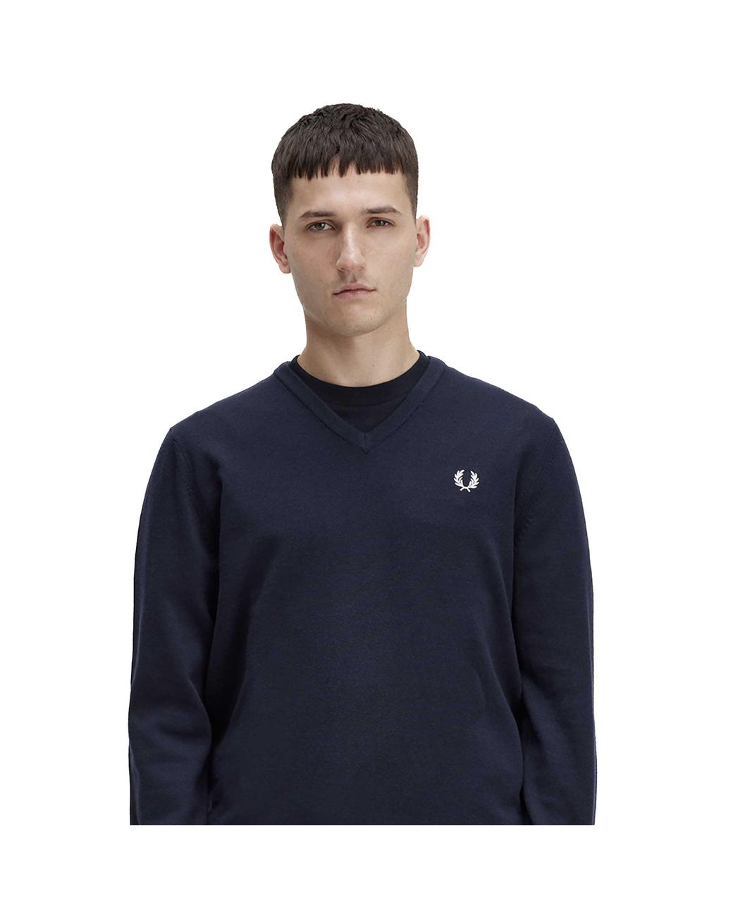 Fred Perry Blue Fredperry Fp Classic V Neck Jumper Sweater Wool for men