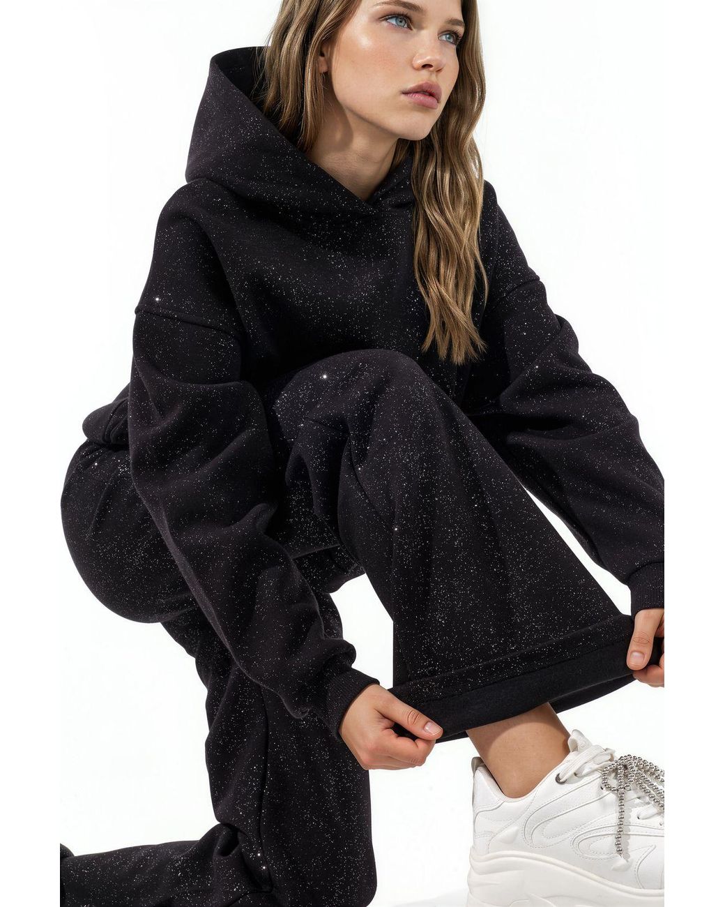 Busem Black Cotton Elastane Sweatpants