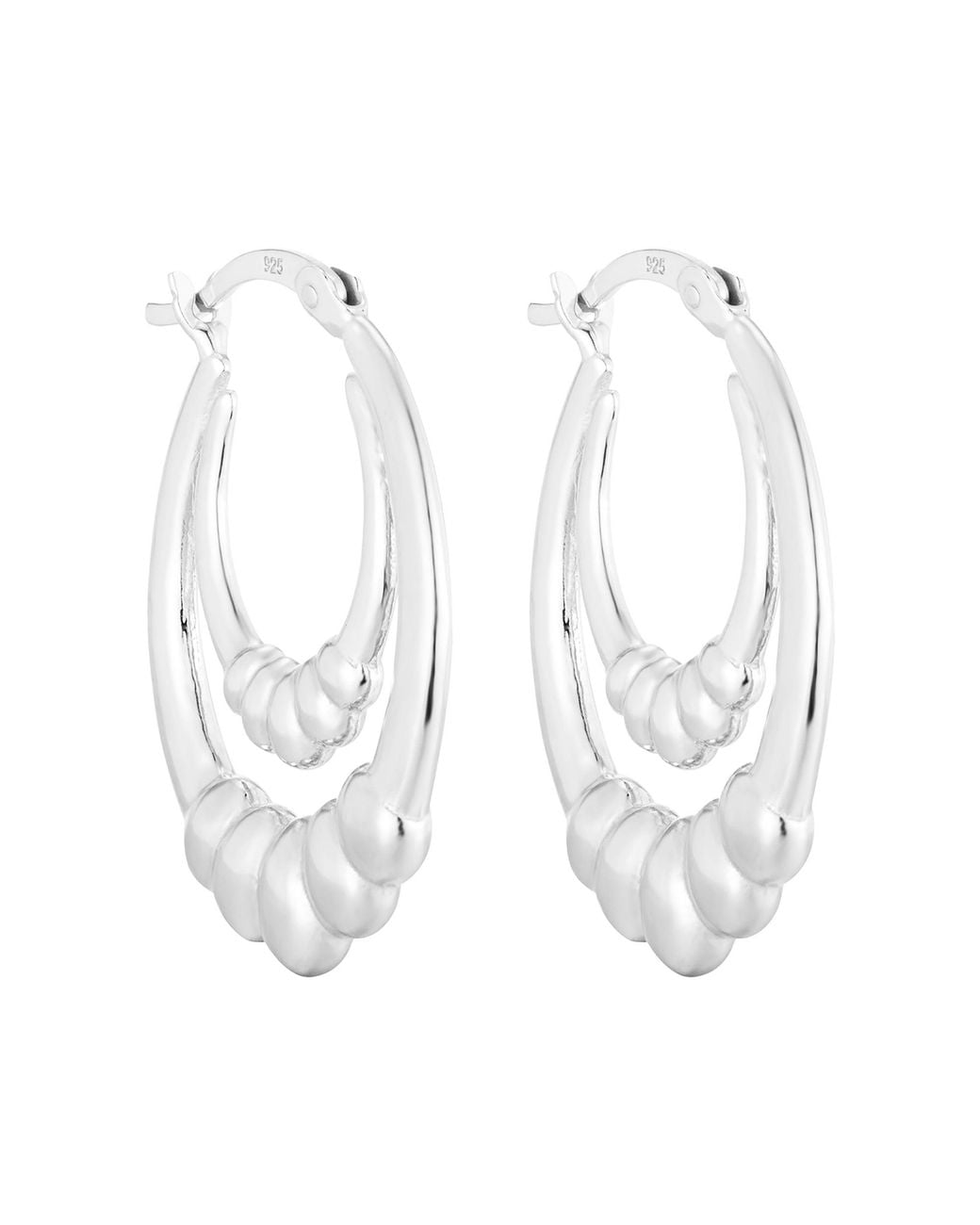 SEOL + GOLD White Sterling Double Bead Hoops