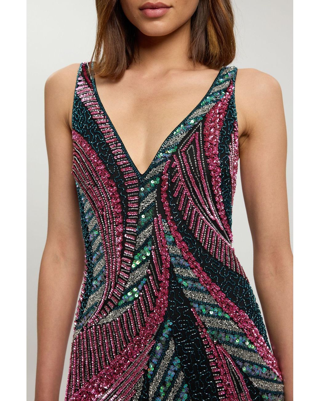 Karen Millen Purple Premium Embellished Maxi Dress