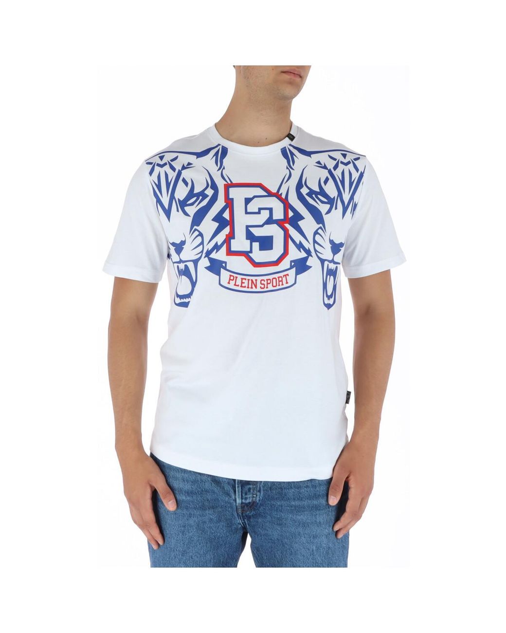 Philipp Plein Blue Tiger Head Tshirt Casual Style for men