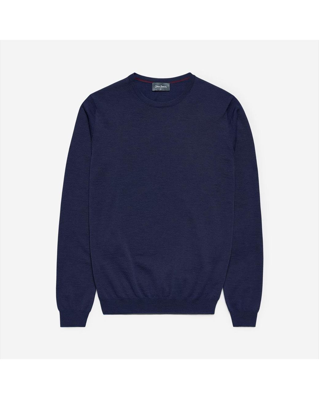 Oliver Sweeney Blue Merino Wool Crew Neck Jumper for men