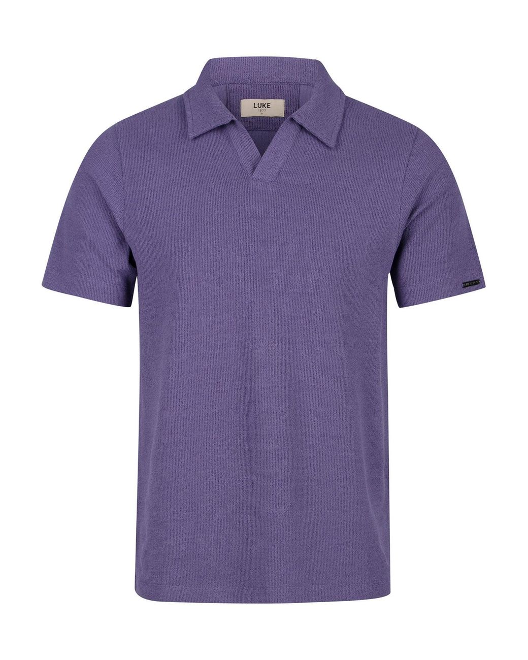 Luke 1977 Purple Masaya Buttonless Textured Polo for men