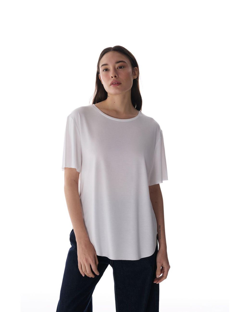 Penti White Oversized Modal-Blend Crew Neck T-Shirt
