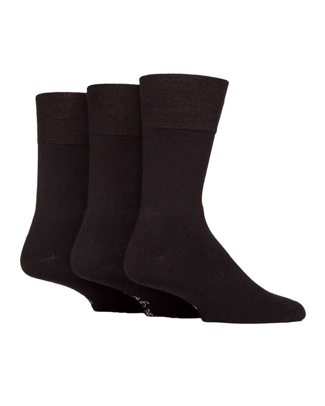 Gentle Grip Black 3 Pack Bamboo Socks Soft Breathable Cushioned Crew for men