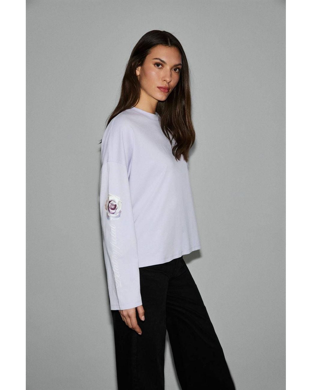 Grimelange Gray Plain Crew Neck T-Shirt