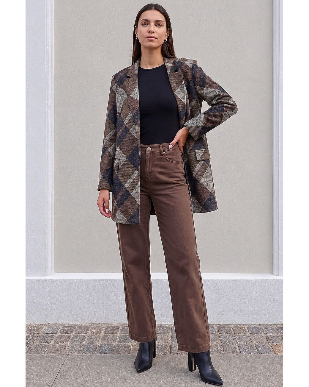 Roman Brown Check Edge To Jacket