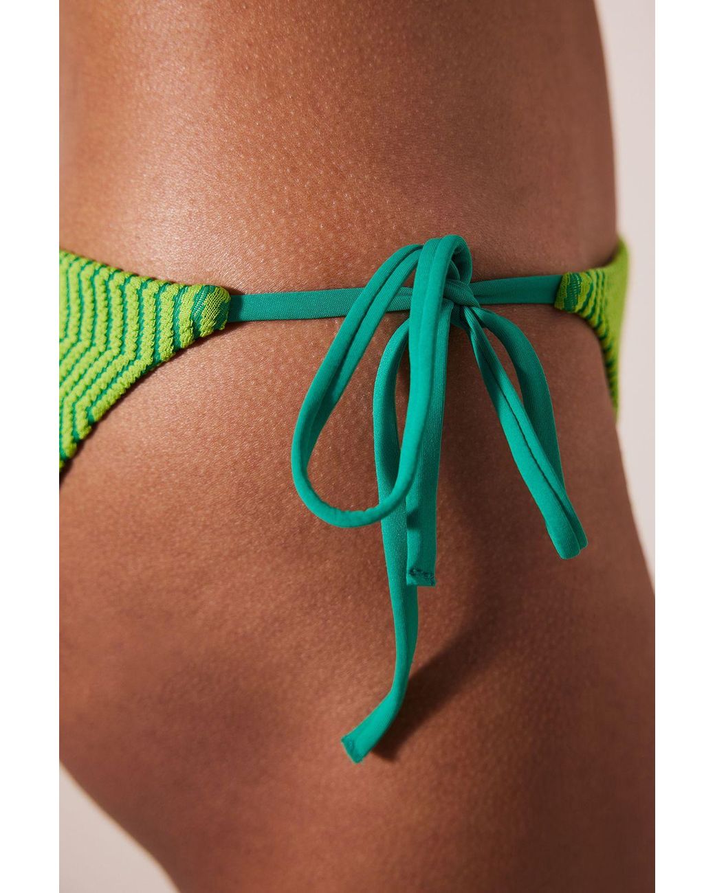 Penti Green Low-Waist Striped Tie-Side Bikini Bottoms