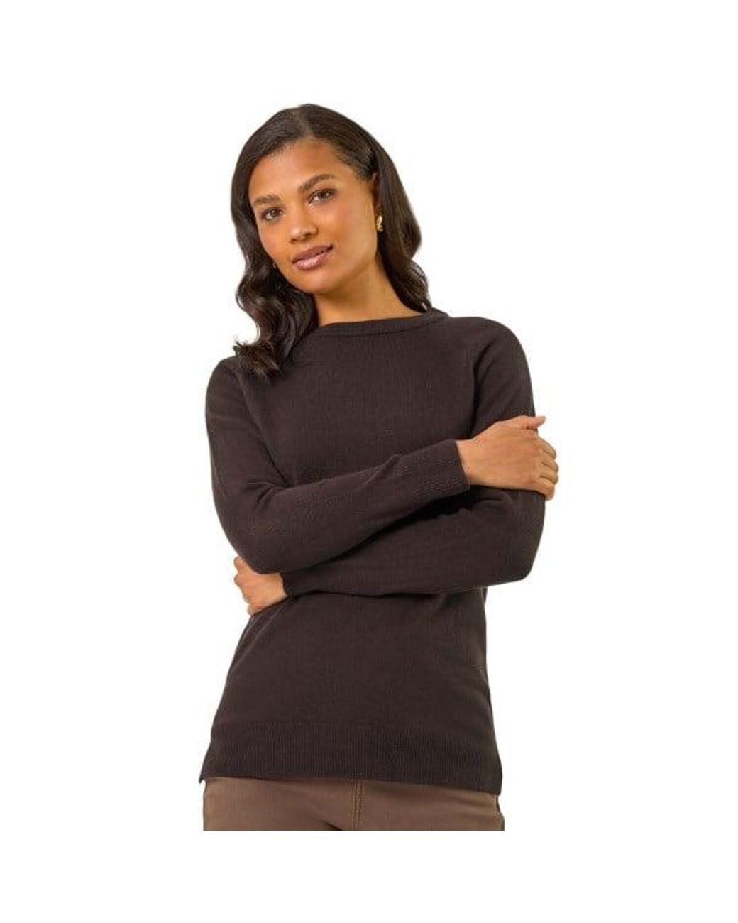 Roman Black Plain Soft Crew Neck Jumper