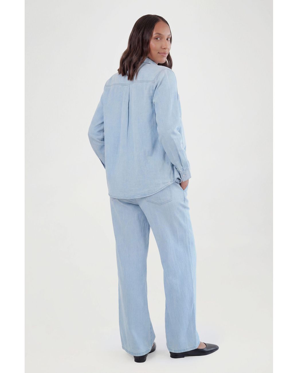 Boohoo Blue Maternity Denim Western Shirt