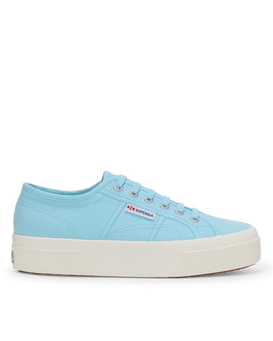 Superga Blue Ladies 2740 Lace Up Platforms (Crystal Azul/Avorio)