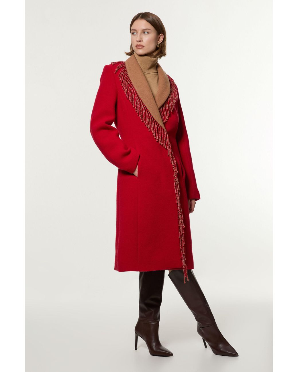 Italian Manteco Wool Blend Karen Millen Tailored Wrap Coat Karen