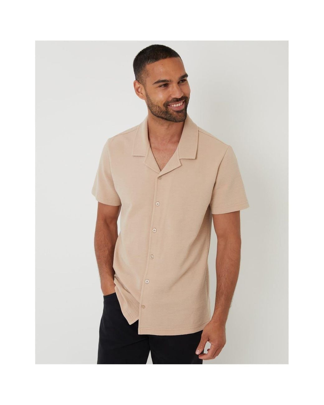 Threadbare Brown Embley Relaxed Fit Short Sleeve Shirt for men