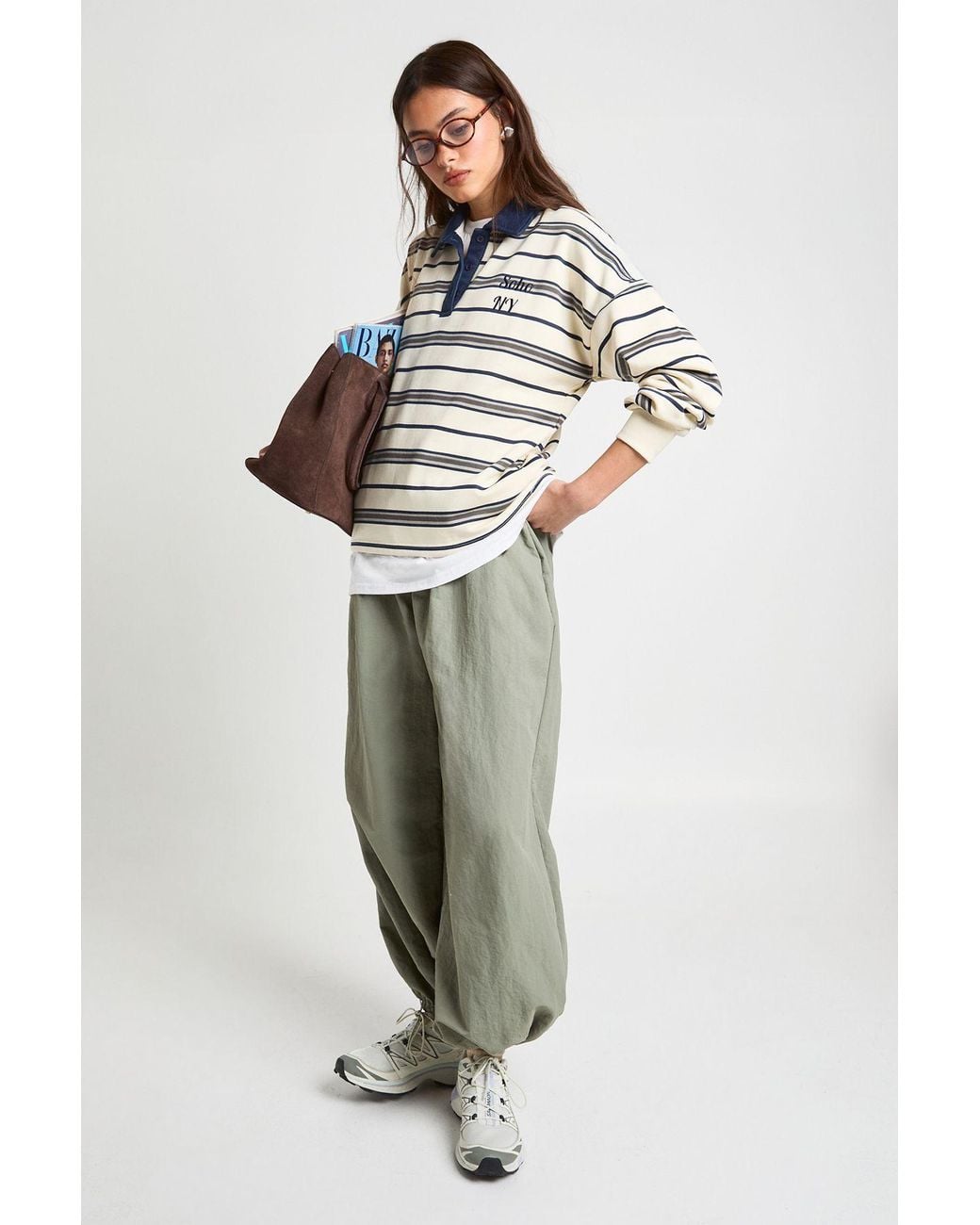 Boohoo Green Nylon Balloon Trousers