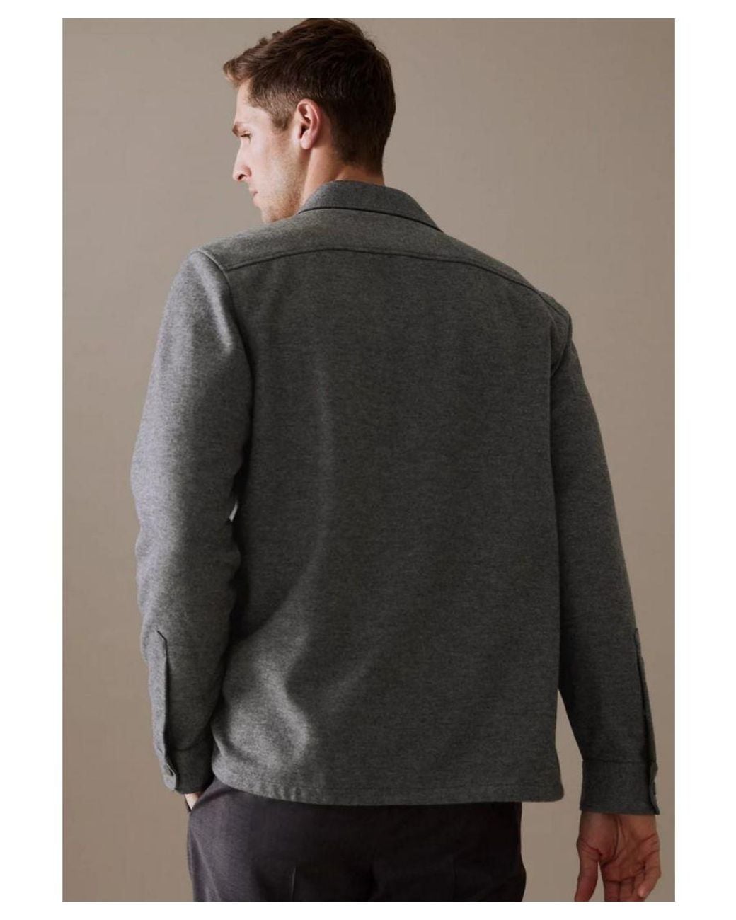 Autograph Gray Wool Blend Overshirt for men