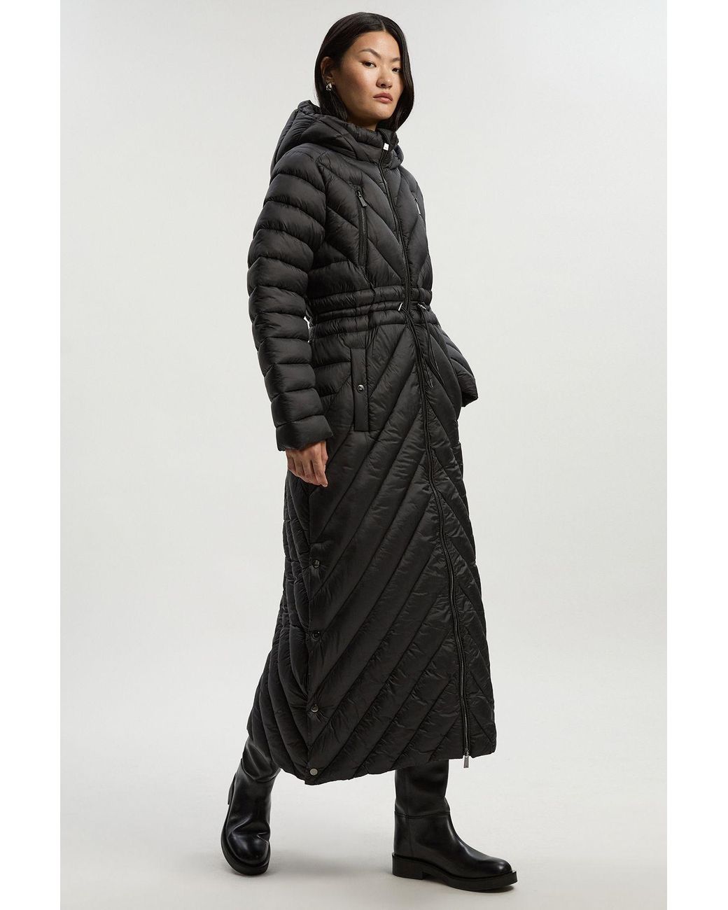 Karen Millen Black Tall Lightweight Packable Maxi Coat