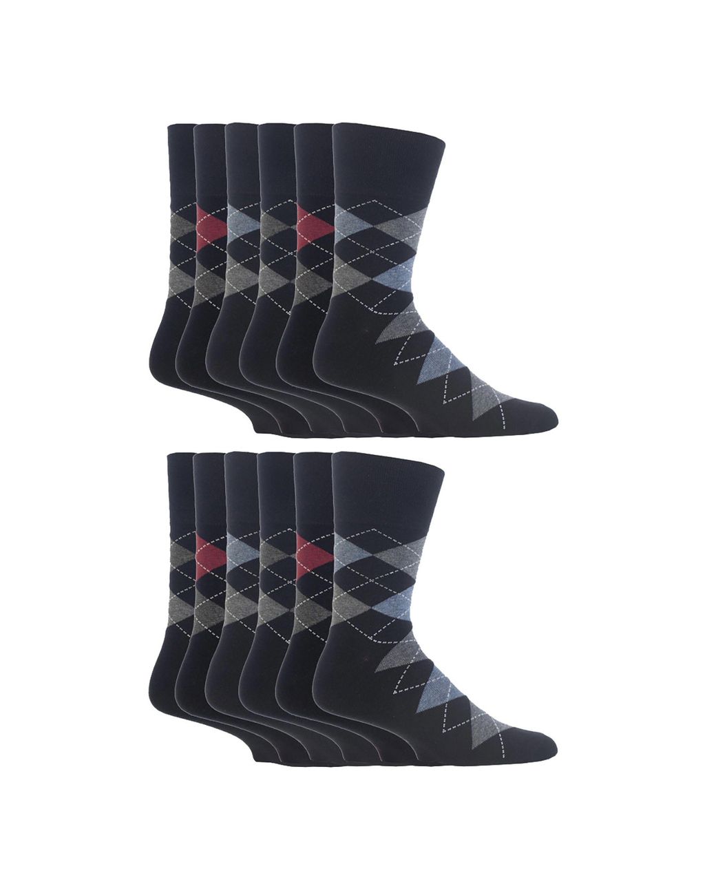 Gentle Grip Blue 12 Pairs Loose Top Socks for men