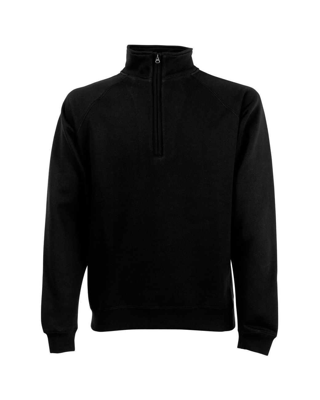 Fruit Of The Loom Black Zip Neck Sweatshirt Top for men