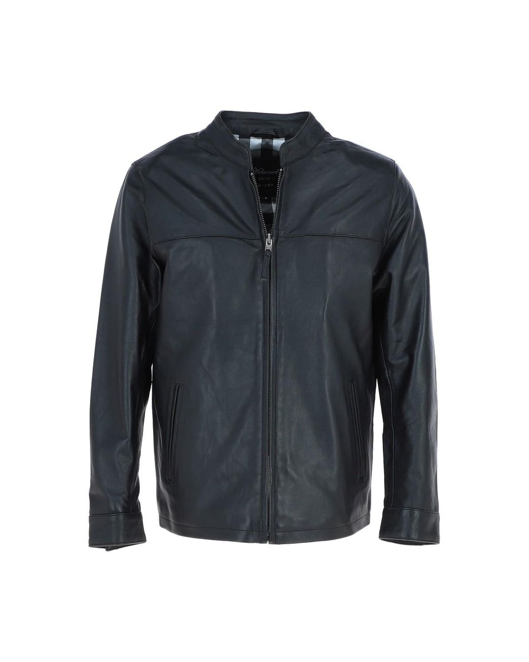 Ashwood Leather Blue 'Cooper' Real Casual Jacket With Mandarin Collar for men