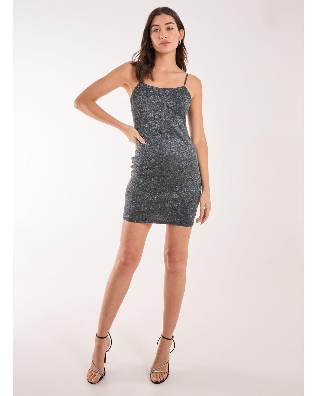 Pink Vanilla Gray Glitter Cami Mini Dress
