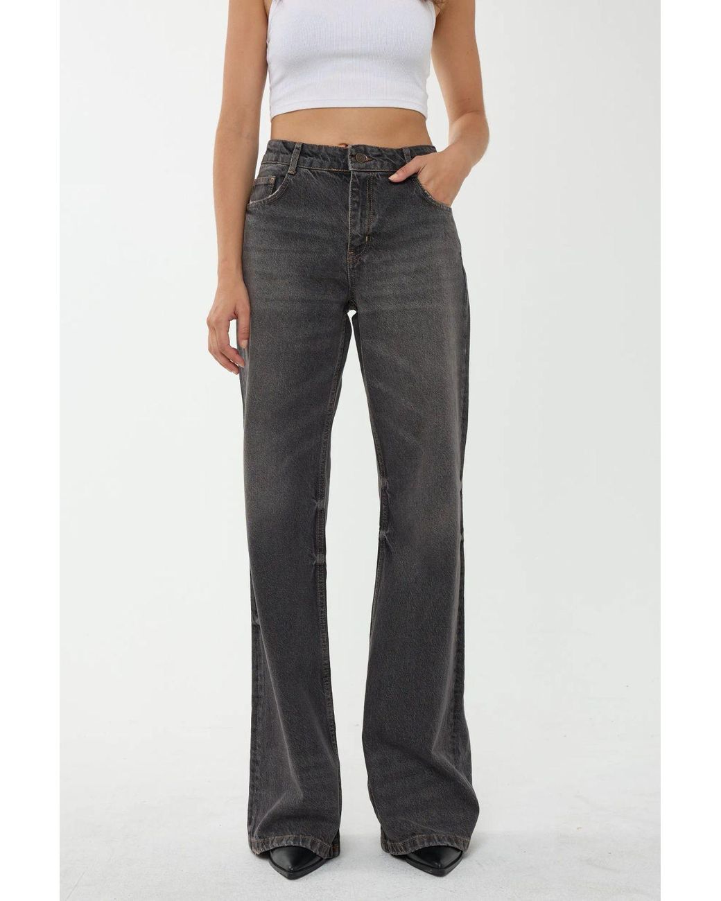 Hiccup Brown High Waist Straight Leg Jeans