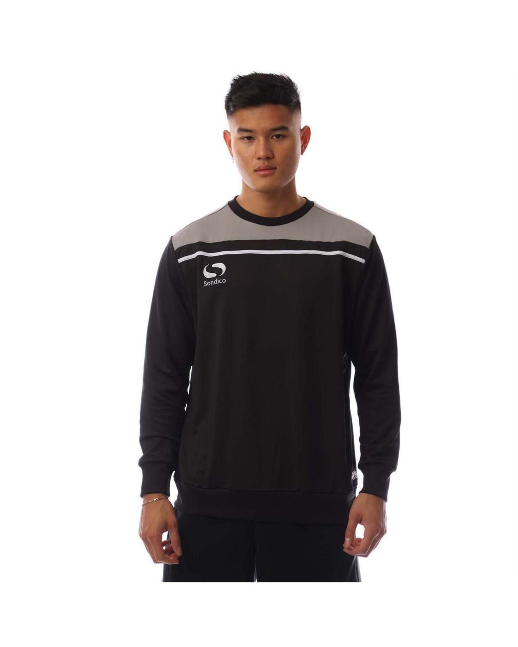 Sondico Black Precision Crew Neck Long Sleeve Sweatshirt for men