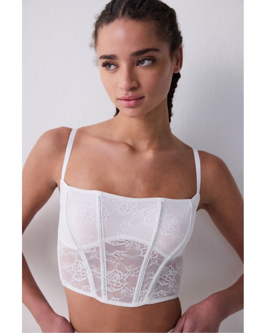 Penti White Stone Corset Cropped Bralette