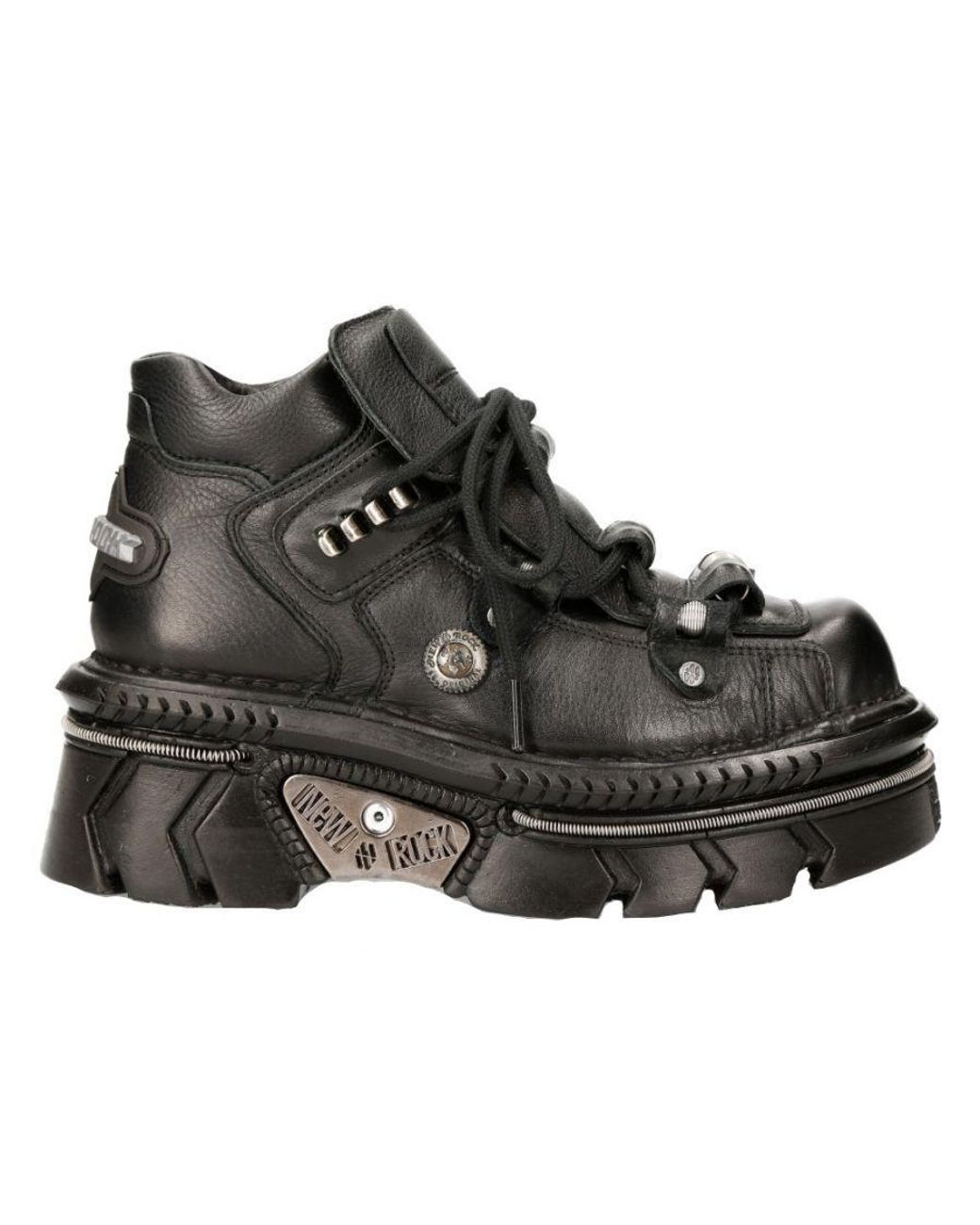 New Rock Black Metallic Leather Gothic Techno Boots- M-215-S6