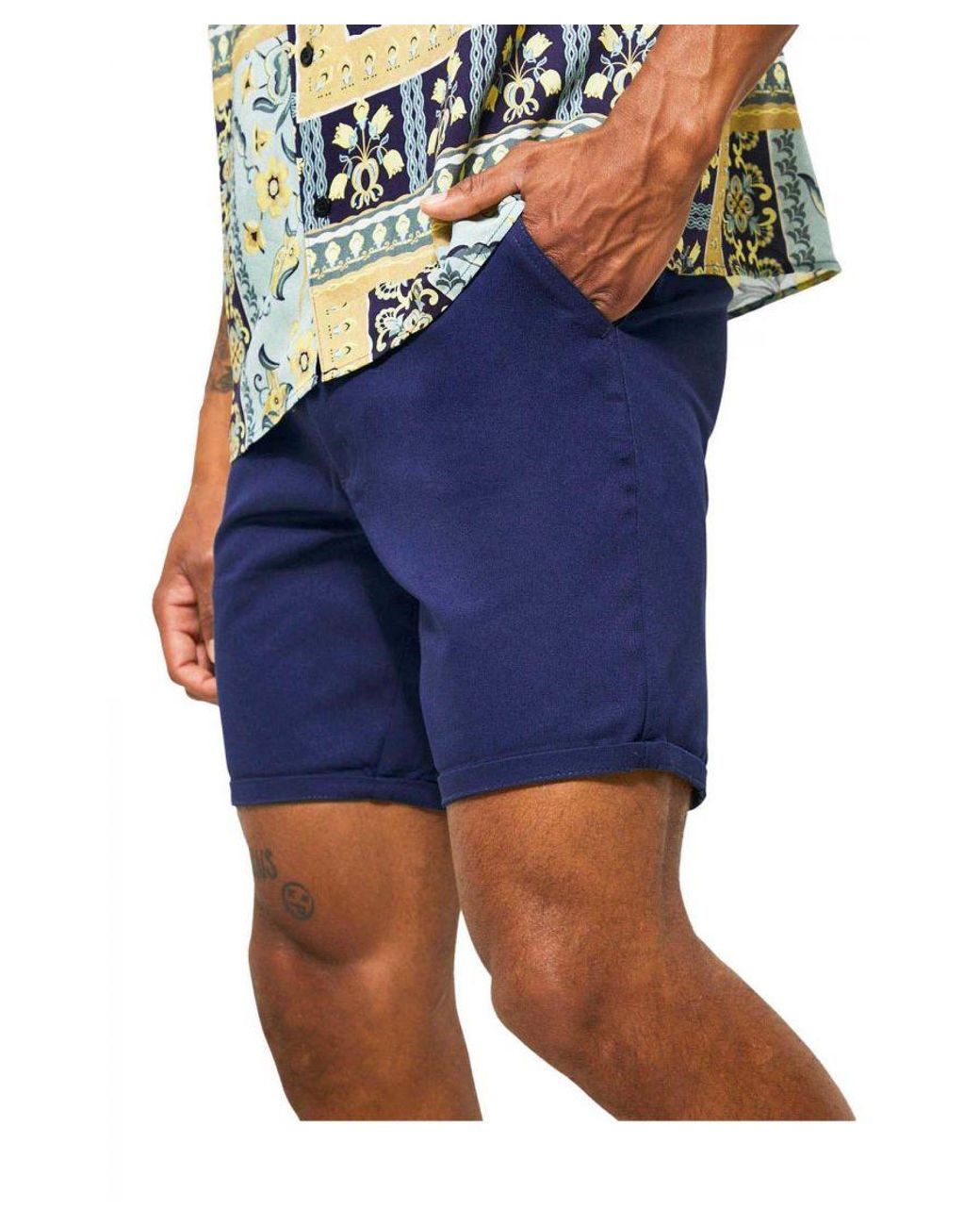 Secret Label Blue Slim Fit Chino Shorts for men