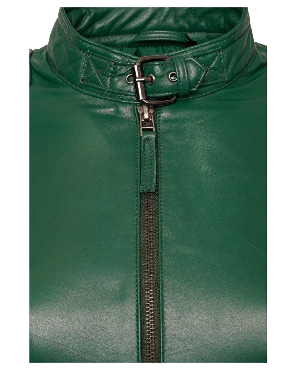 Elle Green Anette Leather Jacket Forest