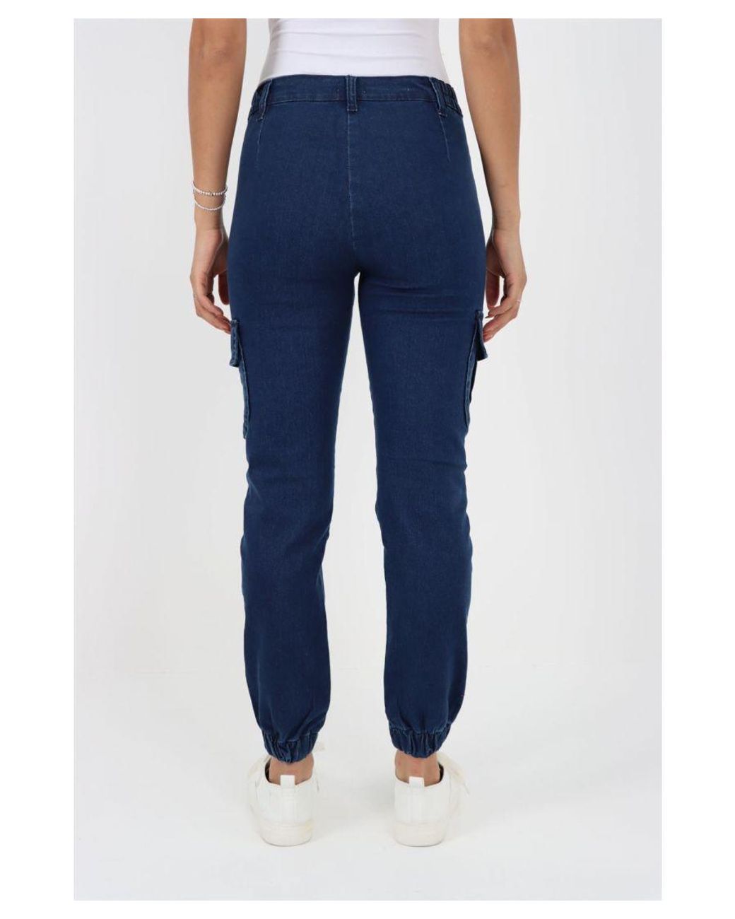 MYT Blue Side Elastic Waist Self Cuffed Jeans