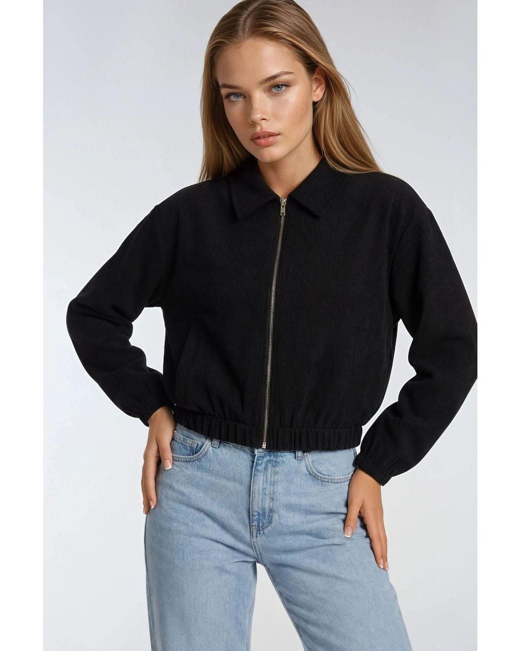 MixRay Black Relaxed Fit Zipper Jacket With Pockets