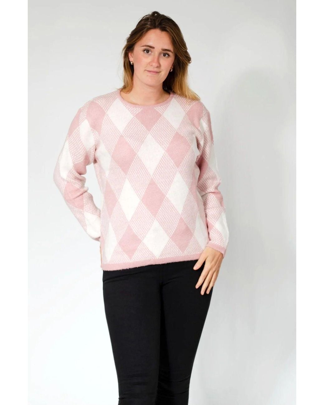 love knitwear Pink Diamond Knit Jumper