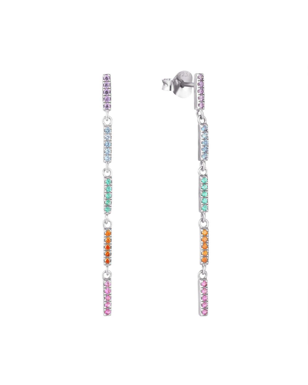 SEOL + GOLD White Sterling Cz Drop Stud Earrings