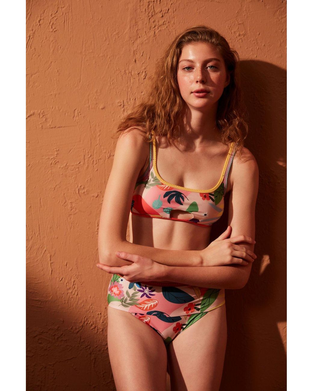Penti Brown High-Waist Floral Hipster Bikini Bottoms