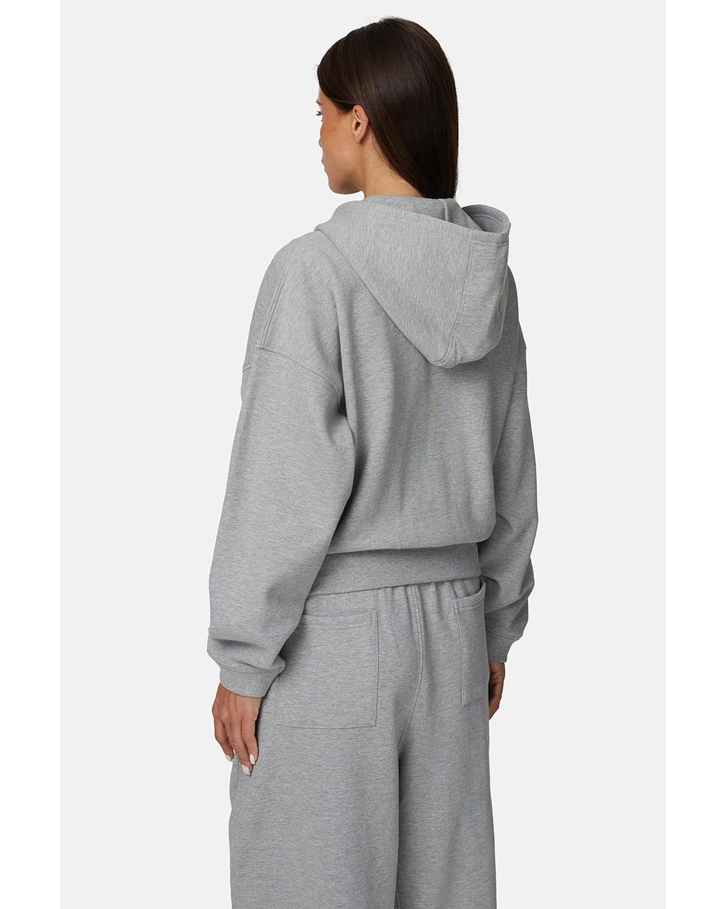 Good For Nothing Gray Baggy Zip Hoodie With Embroidered Logo