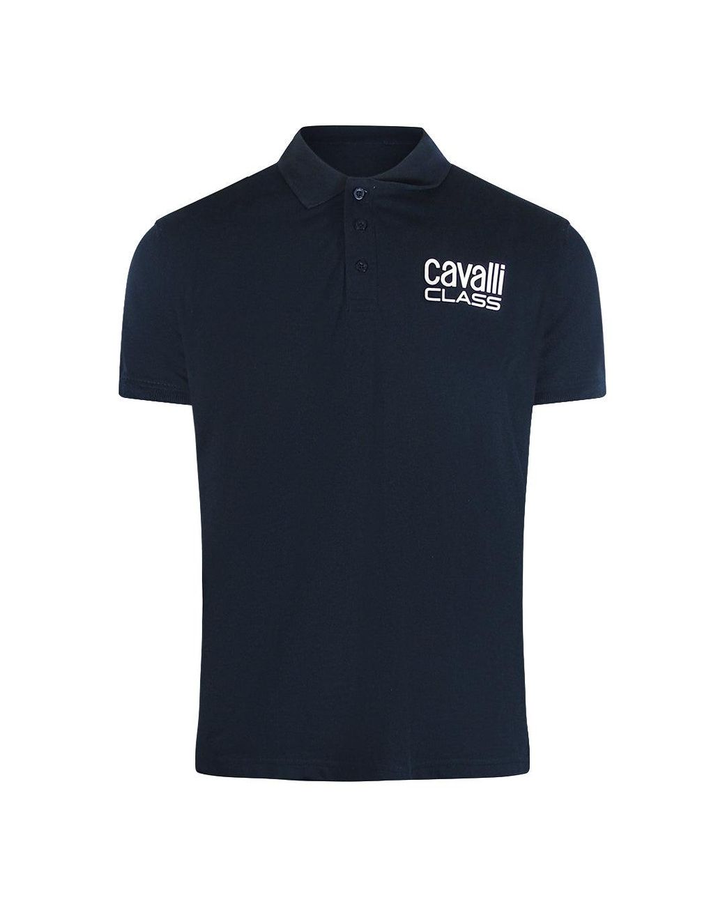 Roberto Cavalli Blue Bold Logo Polo Shirt Cotton for men