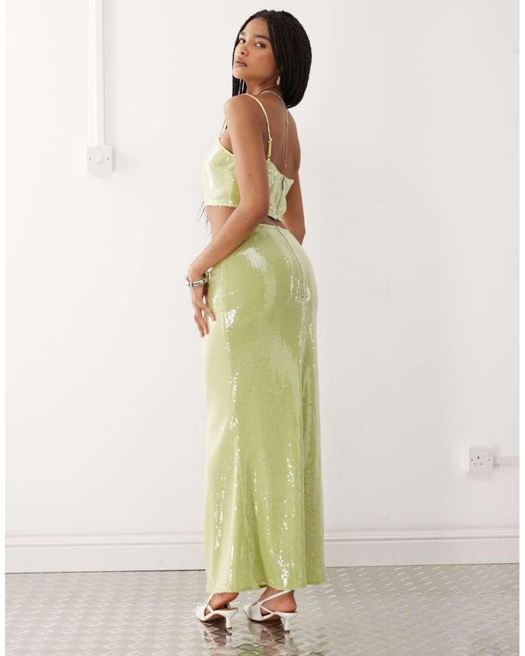 Amy Lynn Green Ruched Waist Maxi Skirt Co-Ord