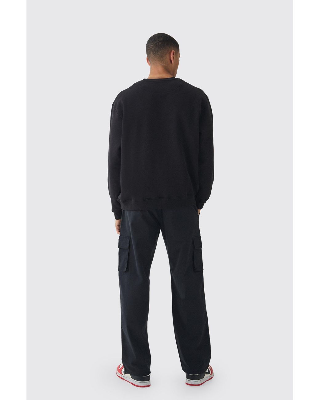BoohooMAN Blue Relaxed Fit Fixed Waist Woven Tab Cargo Pants for men