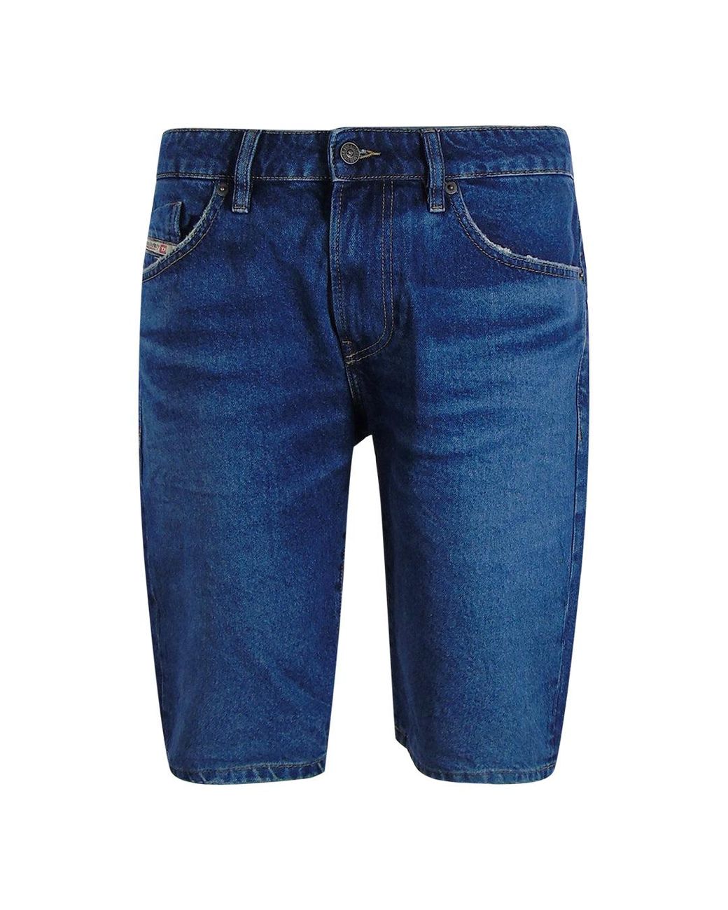 DIESEL Blue Slim Short Denim Shorts Cotton for men