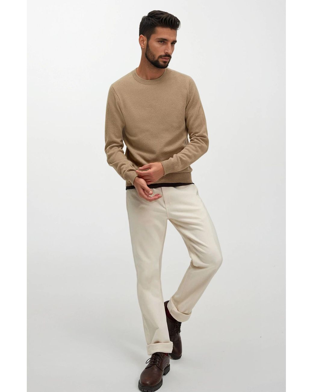 Secret Label Natural Lambswool Crew Neck Jumper for men