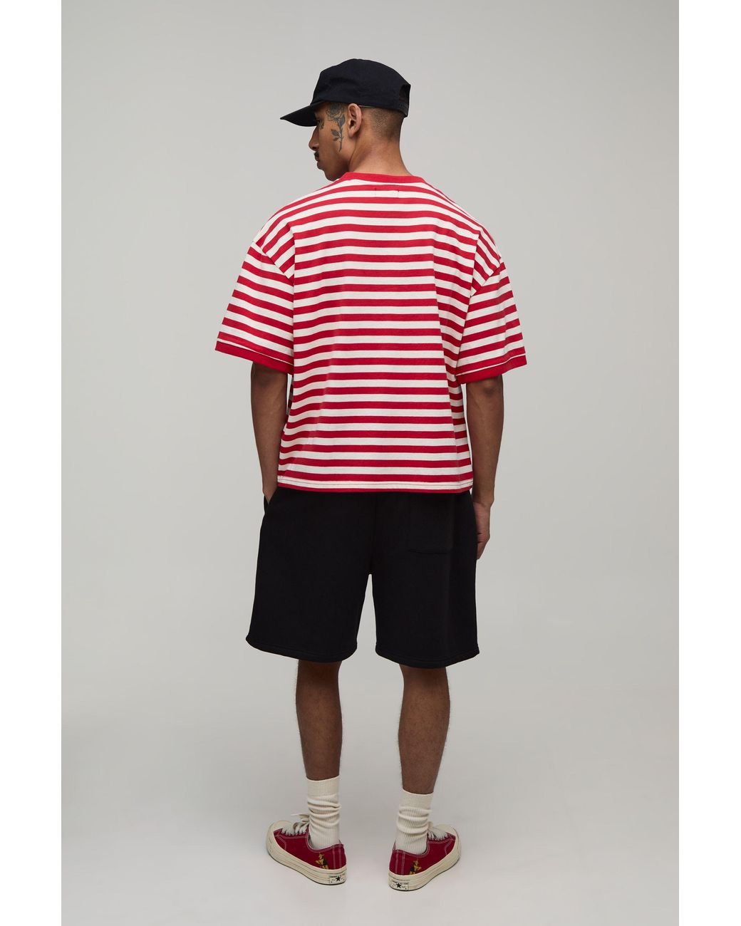 BoohooMAN Black Regular Fit High Build Printed Jersey Short for men