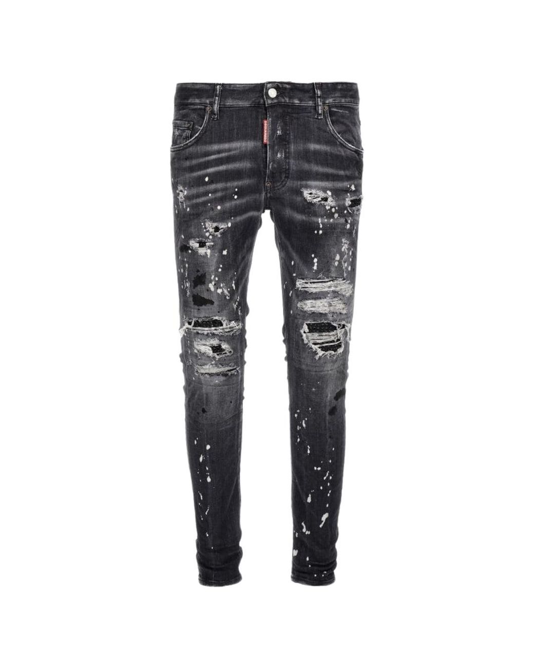 DSquared² Gray Super Twinky Jean Diamond Destroyed Wash Jeans Cotton for men